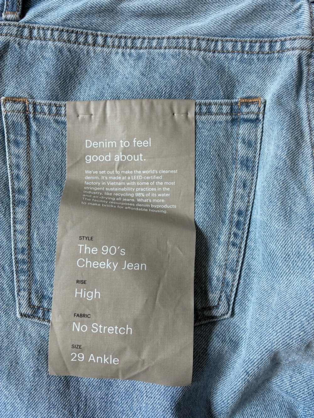 NWT Everlane The 90's Cheeky Jean Light Wash High-Rise Women 29 Ankle - Picture 9 of 9